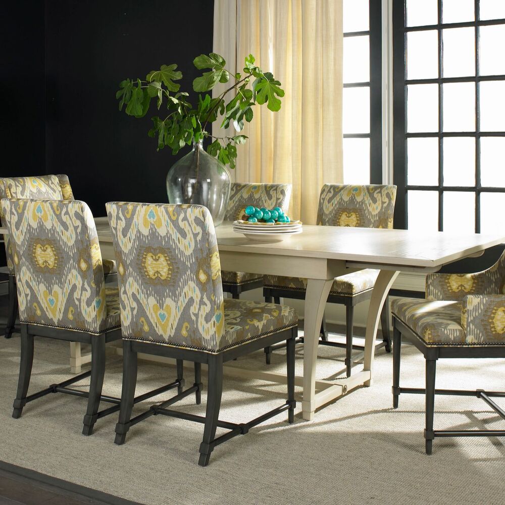 Vanguard Rhodes Dining Table Paired with Chronos Side Chairs