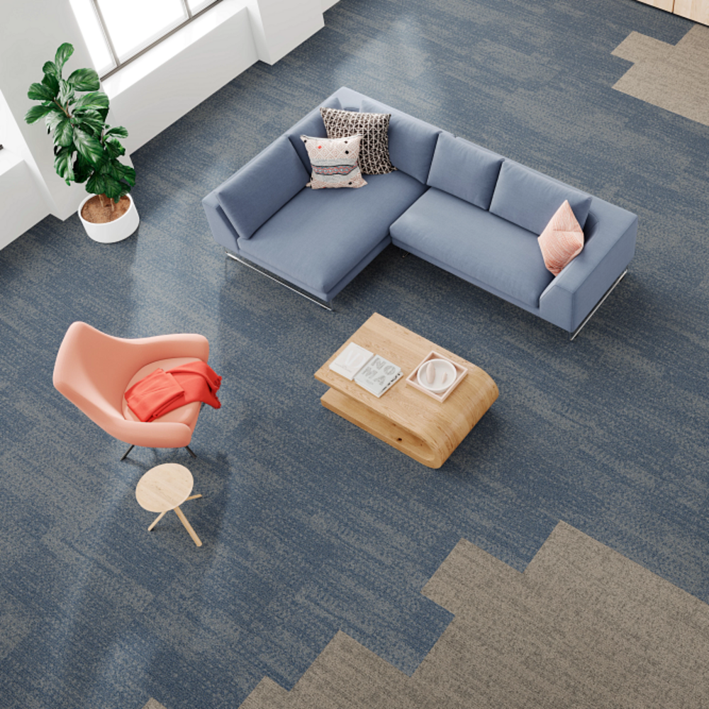 Overhead Blue Custom Commercial Rug