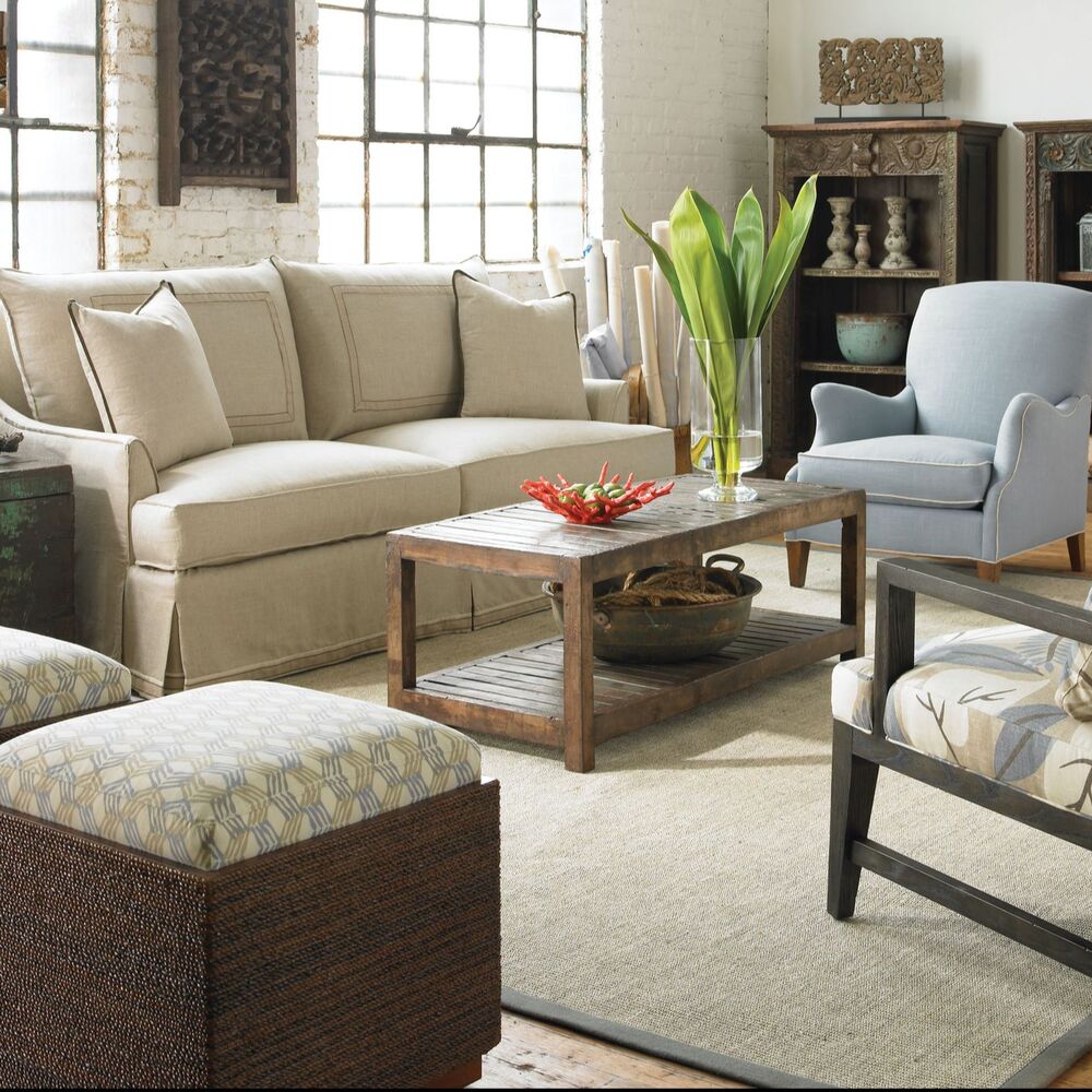 Vanguard Lombardi Sofa with flange detail along with Winslow Side Chair